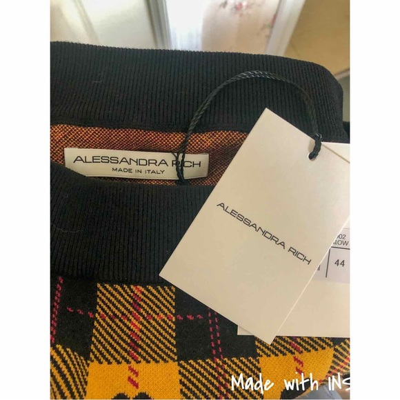 Alessandra Rich yellow heart check-pattern pencil skirt - Picture 12 of 12